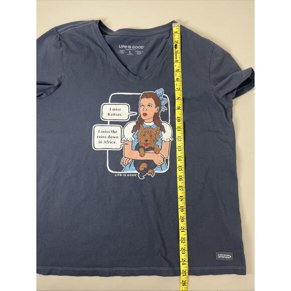 Life is Good Crusher Tee Size Large Wizard of Oz Dorothy Toto I Miss Kansas - Picture 6 of 9